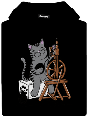 Kočka přede dámská mikina klokanka Black