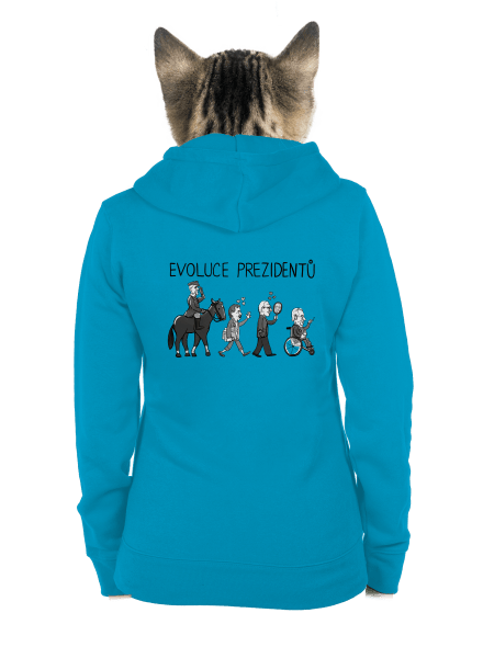 Evoluce prezidentů dámská mikina na zip Blue Atol
