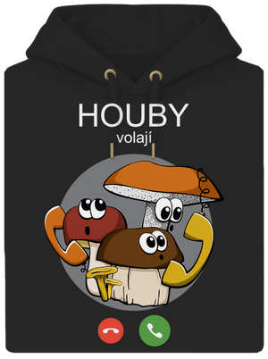 Houby volají unisex mikina premium Dark Black