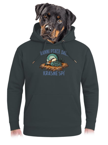 Ranní ptáče spí unisex mikina premium Charcoal