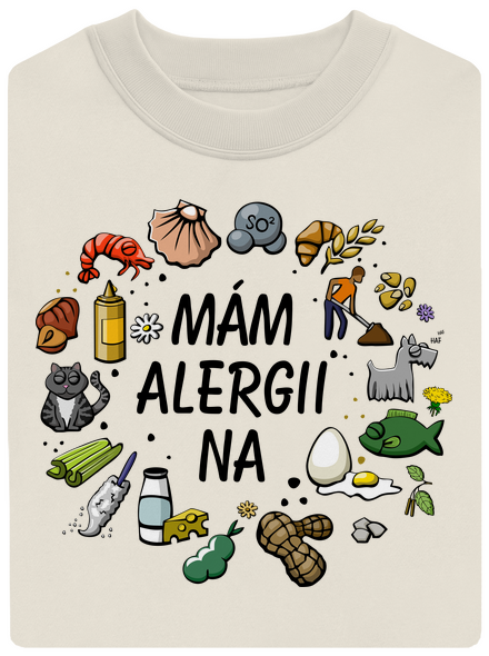 Mám alergii na... + fix unisex mikina bez kapuce Off White