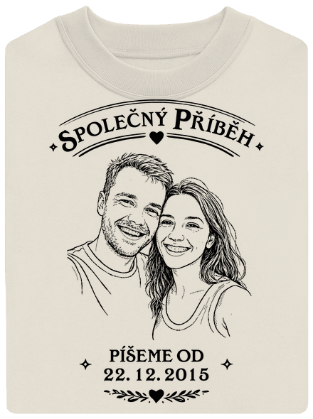 Společný příběh z vlastní fotky unisex mikina bez kapuce Off White