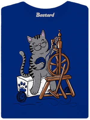 Kočka přede dámské tričko s lemem Royal Blue Mal