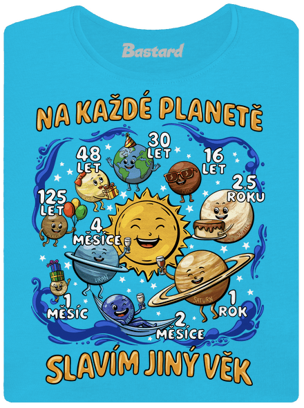 Věk na planetách dámské tričko s lemem Blue Atol