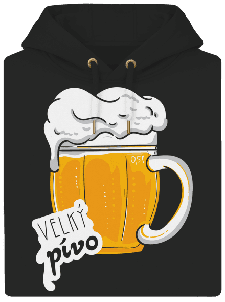 Velký a malý pívo unisex mikina premium Dark Black