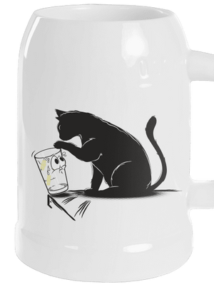Kočka a sklenice půllitr White