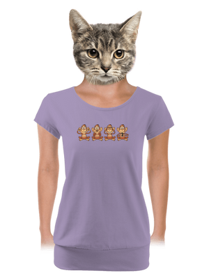 Opička s mobilem dámské tričko s lemem Lavender