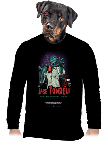 B13: Zase pondělí pánské dlouhý rukáv Black