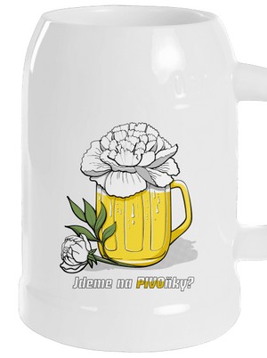 Pivoňky půllitr White