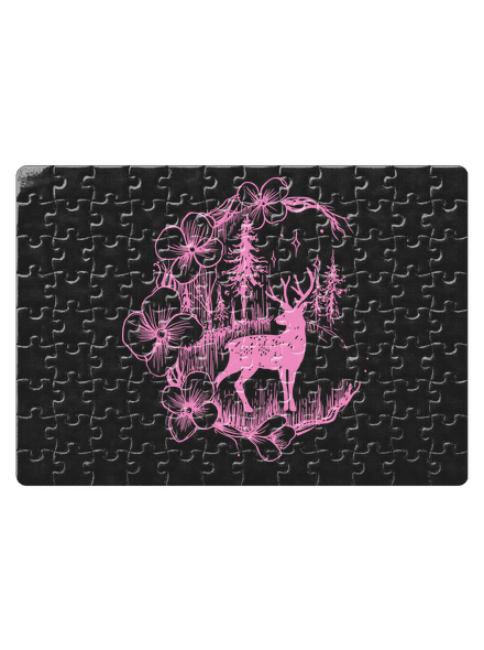 Jelen v květu růžový puzzle White