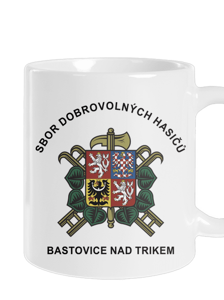 Sbor dobrovolných hasičů s vlastním erbem obce klasický hrnek White