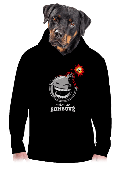 Mám se bombově pánská mikina klokanka Black