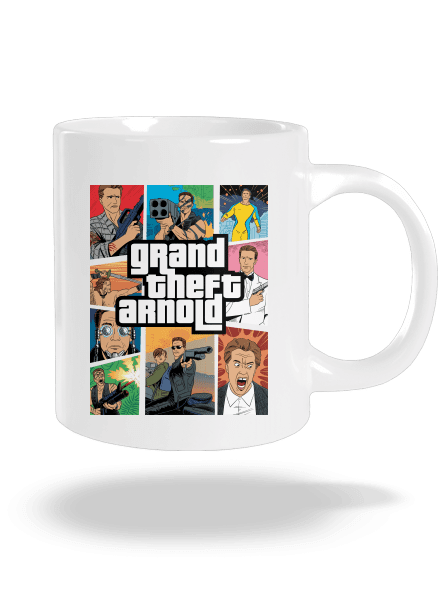 Grand Theft Arnold velký hrnek White