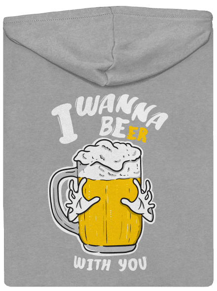 I wanna beer pánská mikina na zip Light Melange