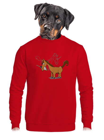 Jednorožec unisex mikina bez kapuce Red