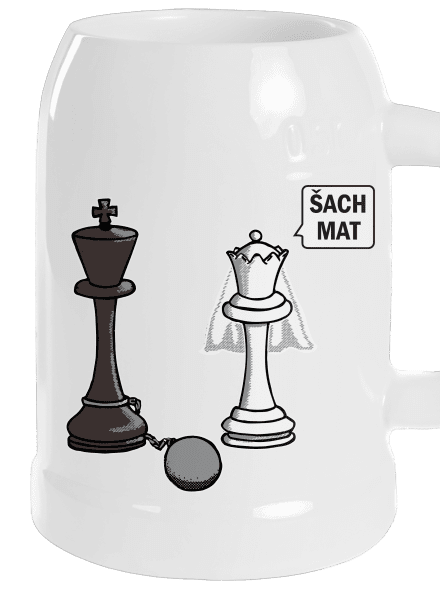 Šach mat půllitr White