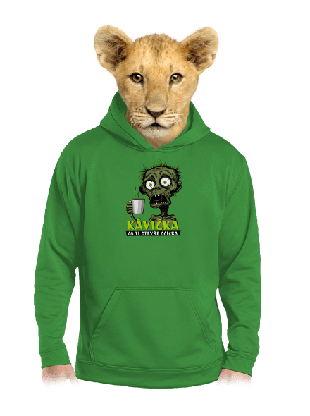 Zombie kávička dětská mikina klokanka Kelly Green AWD