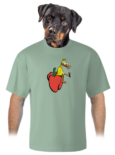 Kuře na paprice unisex tričko oversized Sage
