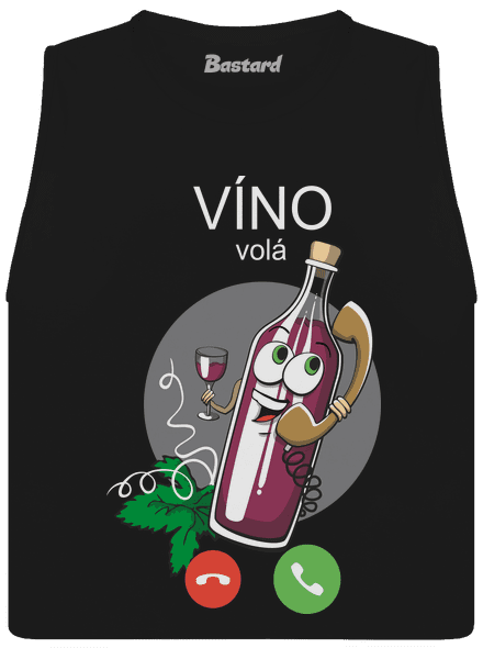 Červené víno volá dámské tílko volné Black