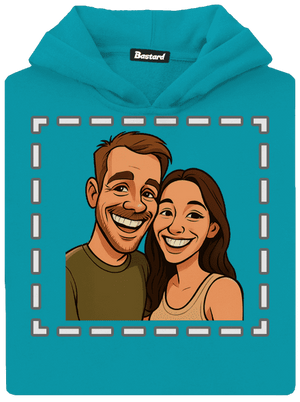 Karikatura z vlastní fotky dětská mikina klokanka Hawaiian Blue