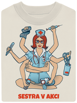 Sestra v akci unisex mikina bez kapuce Off White