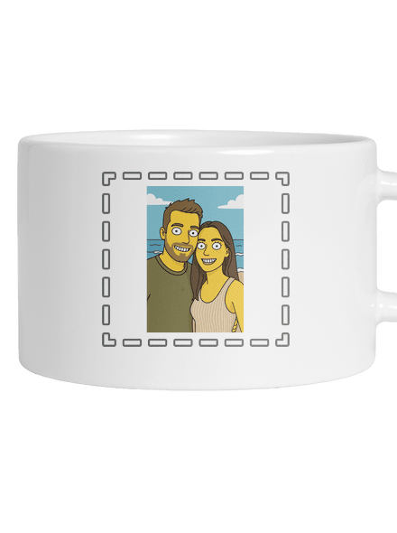 Simpsonovi z vlastní fotky hrnek makronka White