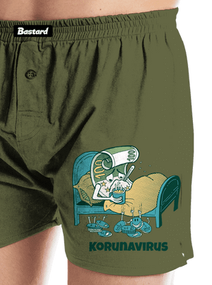 Korunavirus v posteli pánské trenky Khaki