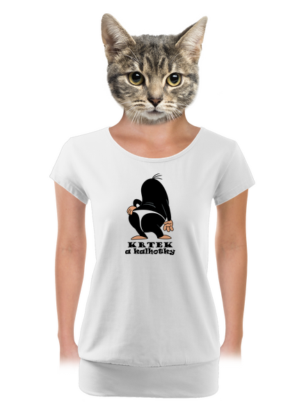 Krtek a kalhotky dámské tričko s lemem White