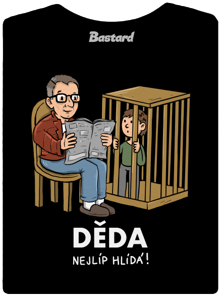Děda hlídá dámské tričko s lemem Black