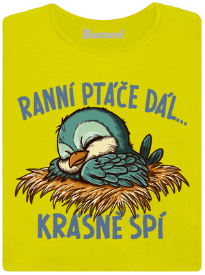 Ranní ptáče spí dámské tričko premium Lemon