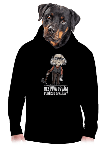 Neklidný bez piva pánská mikina klokanka Black