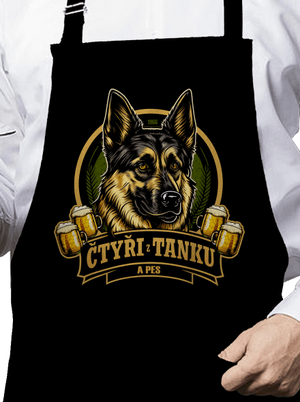 Čtyři z tanku a pes zástěra Black