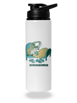 Korunavirus v posteli lahev na vodu White