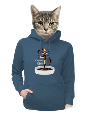 Káva provází dámská mikina klokanka Denim