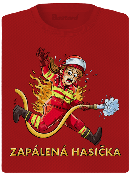 Zapálený hasič a hasička dámské sportovní tričko Red Mal