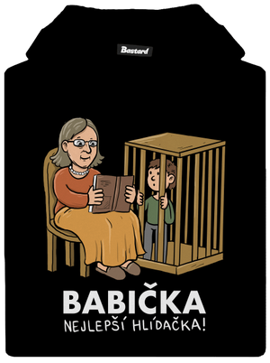 Babička hlídačka dětská mikina klokanka Black