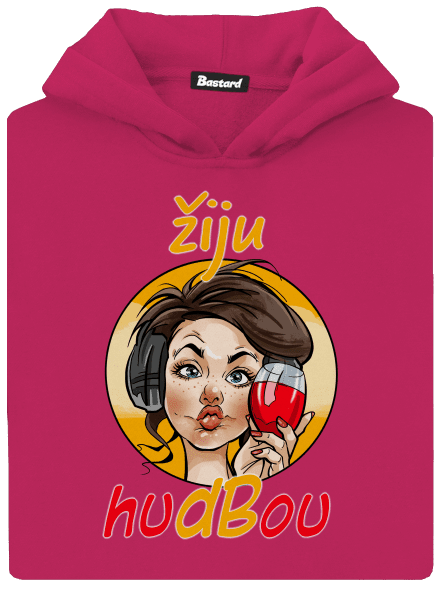Žiju hudbou dětská mikina klokanka Hot Pink