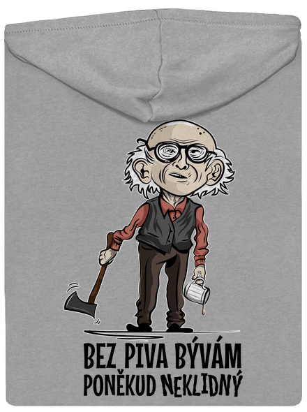 Neklidný bez piva pánská mikina na zip Light Melange