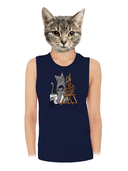 Kočka přede dámské tílko volné Navy