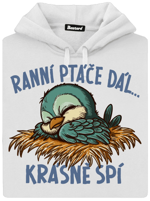Ranní ptáče spí dámská mikina klokanka White