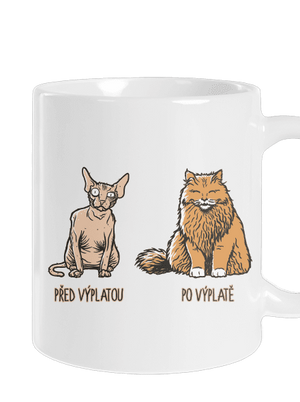 Kočka před výplatou klasický hrnek White