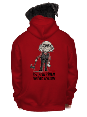 Neklidný bez piva pánská mikina na zip Red