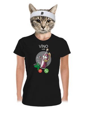 Červené víno volá dámské sportovní tričko Black
