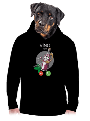 Červené víno volá pánská mikina klokanka Black