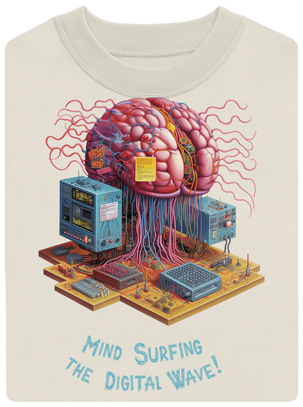 Mind surfing the digital wave unisex mikina bez kapuce Off White