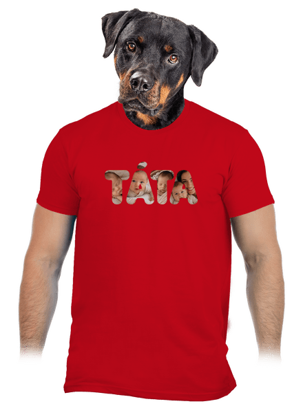 Nápis táta z vlastních fotek pánské tričko Red