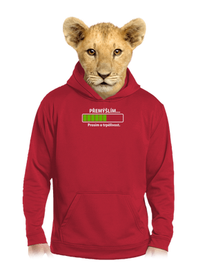 Přemýšlím dětská mikina klokanka Fire Red