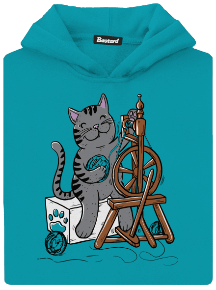 Kočka přede dětská mikina klokanka Hawaiian Blue