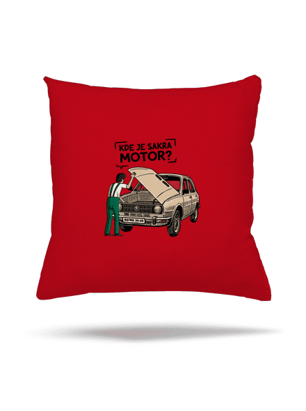 Kde je motor? polštář Red