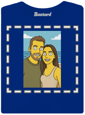 Simpsonovi z vlastní fotky dámské tričko s lemem Royal Blue Mal